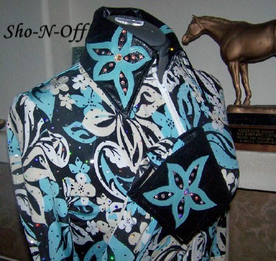 Sho-N-Off Crystal Flower Rail Shirt